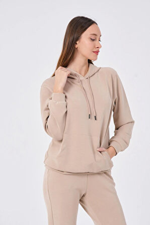 Kadın Yumuşak Kumaş Eşofman Takımı Eşofman Altı ve Sweatshirt