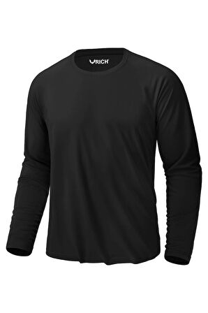 Erkek Siyah Basic Uzun Kollu Tişört Sporcu Body T-shirt