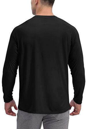 Erkek Siyah Basic Uzun Kollu Tişört Sporcu Body T-shirt