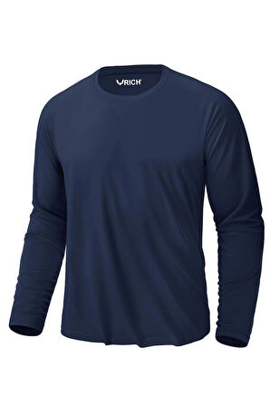 Erkek Lacivert Basic Uzun Kollu Tişört Sporcu Body T-shirt