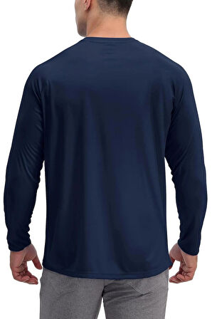 Erkek Lacivert Basic Uzun Kollu Tişört Sporcu Body T-shirt