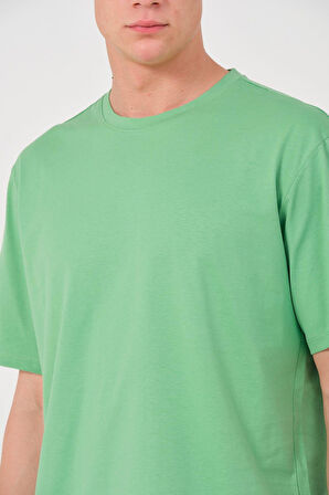 Erkek %100 Pamuk Oversize Tişört Basic Bisiklet Yaka Kısa Kollu T-Shirt