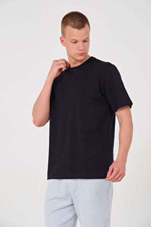 Erkek %100 Pamuk Oversize Tişört Basic Bisiklet Yaka Kısa Kollu T-Shirt