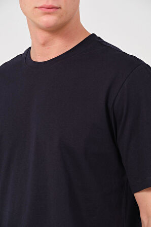 Erkek %100 Pamuk Oversize Tişört Basic Bisiklet Yaka Kısa Kollu T-Shirt