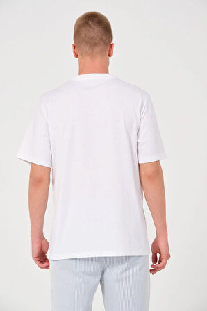 Erkek %100 Pamuk Oversize Tişört Basic Bisiklet Yaka Kısa Kollu T-Shirt