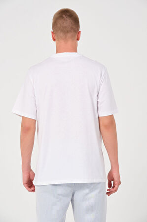 Erkek %100 Pamuk Oversize Tişört Basic Bisiklet Yaka Kısa Kollu T-Shirt