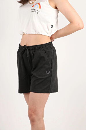 Kadın Siyah Şort Kısa Spor Şort
