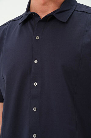 Erkek Metal Düğmeli Yazlık Kısa kollu Gömlek