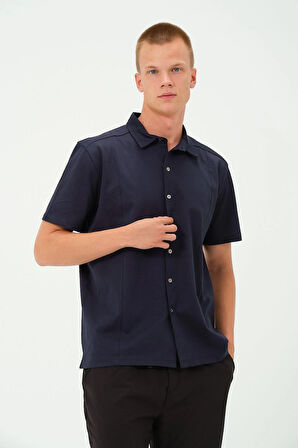 Erkek Metal Düğmeli Yazlık Kısa kollu Gömlek