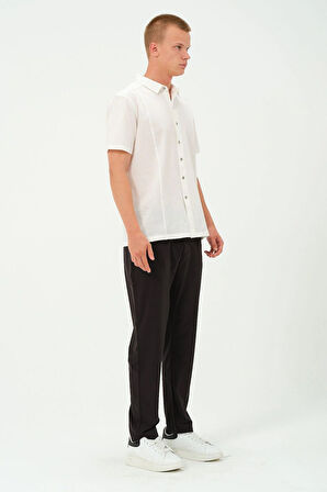 Erkek Metal Düğmeli Yazlık Kısa kollu Gömlek