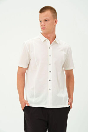 Erkek Metal Düğmeli Yazlık Kısa kollu Gömlek