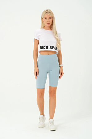 Kadın Toplayıcı Yüksek Bel Kısa Tayt Esnek Spor Tayt