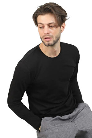 Erkek Uzun Kollu %100 Pamuk Elasten Dar Kesim Badi