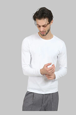 Erkek Uzun Kollu %100 Pamuk Elasten Dar Kesim Badi