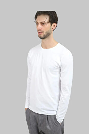 Erkek Uzun Kollu %100 Pamuk Elasten Dar Kesim Badi