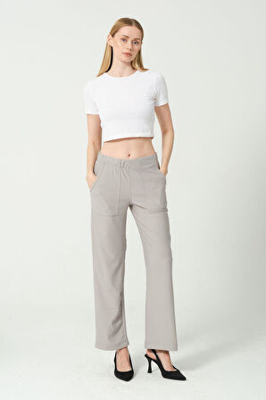 Kadın Yüksek Bel Bol Paça Pantalon