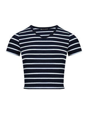 Kadın 3'lü Paket Kısa Kollu V Yaka Crop