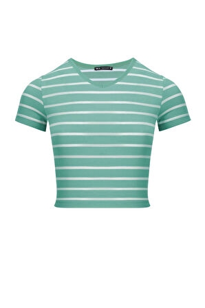 Kadın 3'lü Paket Kısa Kollu V Yaka Crop