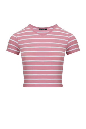 Kadın 3'lü Paket Kısa Kollu V Yaka Crop