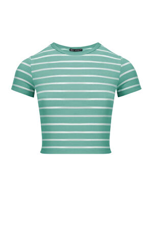 Kadın 3'lü Paket Kısa Kollu Bisiklet Yaka Crop