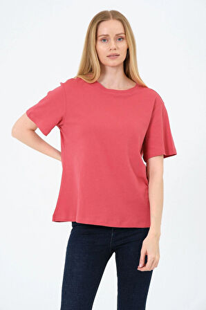 Kadın Bisiklet Yaka Kısa Kollu  Basic T-Shirt - İnterlok Kumaş