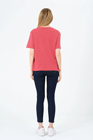 Kadın Bisiklet Yaka Kısa Kollu  Basic T-Shirt - İnterlok Kumaş