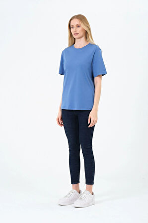 Kadın Bisiklet Yaka Kısa Kollu  Basic T-Shirt - İnterlok Kumaş