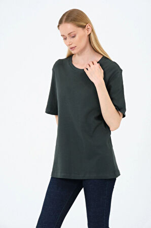 Kadın Bisiklet Yaka Kısa Kollu  Basic T-Shirt - İnterlok Kumaş