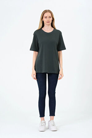 Kadın Bisiklet Yaka Kısa Kollu  Basic T-Shirt - İnterlok Kumaş