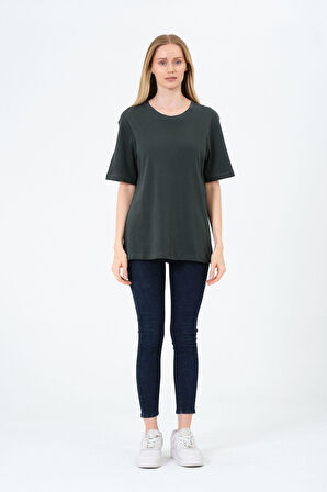 Kadın Bisiklet Yaka Kısa Kollu  Basic T-Shirt - İnterlok Kumaş