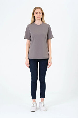 Kadın Bisiklet Yaka Kısa Kollu  Basic T-Shirt - İnterlok Kumaş