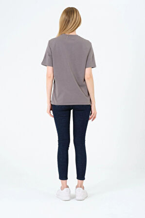 Kadın Bisiklet Yaka Kısa Kollu  Basic T-Shirt - İnterlok Kumaş