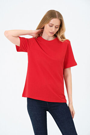 Kadın Bisiklet Yaka Kısa Kollu  Basic T-Shirt - İnterlok Kumaş