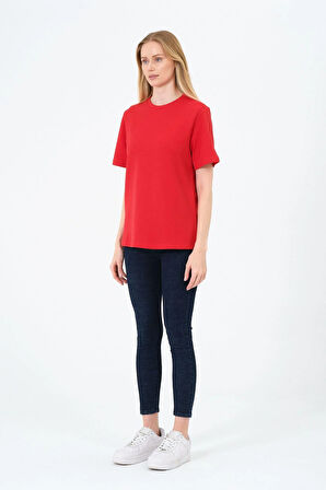 Kadın Bisiklet Yaka Kısa Kollu  Basic T-Shirt - İnterlok Kumaş