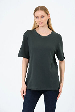 Kadın Bisiklet Yaka Kısa Kollu  Basic T-Shirt - İnterlok Kumaş