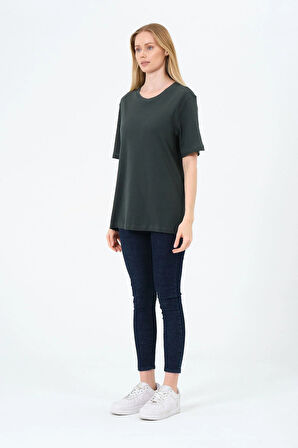 Kadın Bisiklet Yaka Kısa Kollu  Basic T-Shirt - İnterlok Kumaş