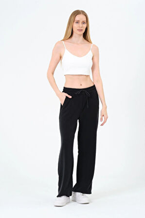 Kadın Yüksek Bel Çizgili Palazzo Pantalon