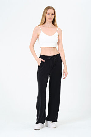 Kadın Yüksek Bel Çizgili Palazzo Pantalon