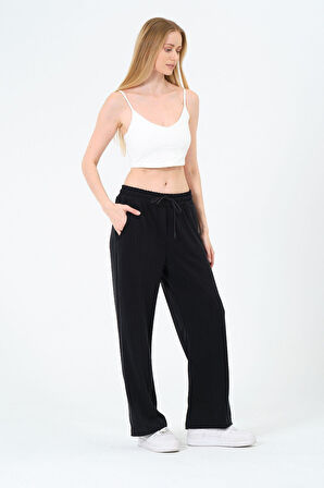 Kadın Yüksek Bel Çizgili Palazzo Pantalon