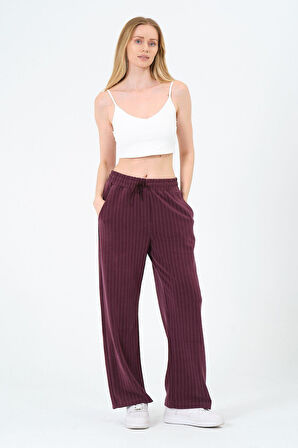 Kadın Yüksek Bel Çizgili Palazzo Pantalon