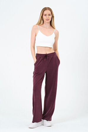 Kadın Yüksek Bel Çizgili Palazzo Pantalon