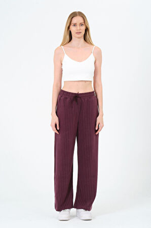 Kadın Yüksek Bel Çizgili Palazzo Pantalon