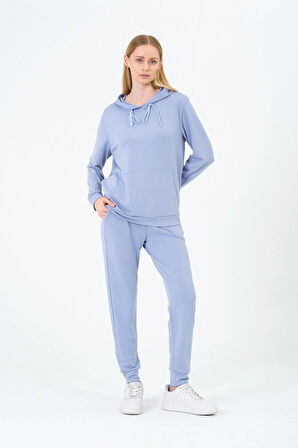 Kadın Yumuşak Kumaş Kapşonlu Eşofman Takımı