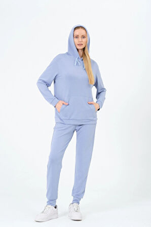 Kadın Yumuşak Kumaş Kapşonlu Eşofman Takımı