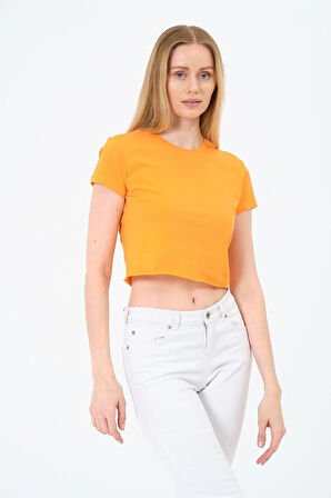 Kadın Kısa Kollu Oversize Crop