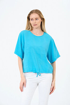 Bisiklet Yaka Oversize Kadın Bluz