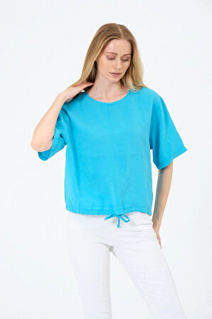 Bisiklet Yaka Oversize Kadın Bluz