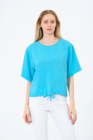 Bisiklet Yaka Oversize Kadın Bluz