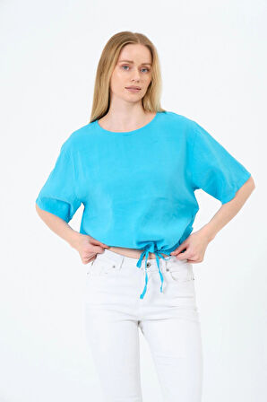 Bisiklet Yaka Oversize Kadın Bluz