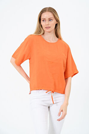 Bisiklet Yaka Oversize Kadın Bluz